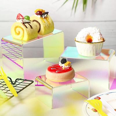 China Set Of 9 Iridescent Acrylic Display Risers , Transparent Acrylic Food Risers for sale