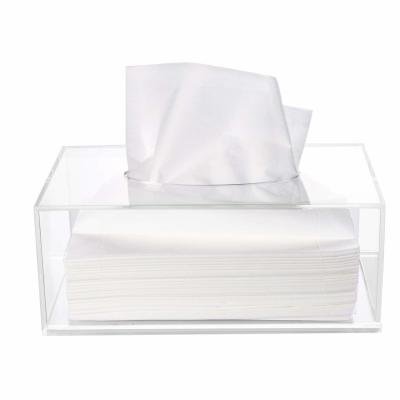 China Top Opening Clear Acrylic Tissue Dispenser Paper Towel Box High Flatness for sale