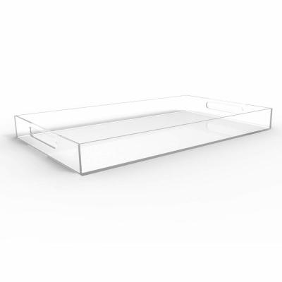 China Multifunctional Clear Acrylic Serving Tray With Handles 21.6x11.6x10cm for sale