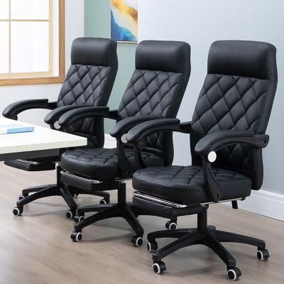 China Extended Swivel (Height) Art Executive Chair Leather Office Boss Lift Seat Computer Adjustable Home Study Chair for sale