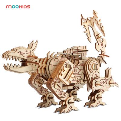 China Christmas Gift Educational Building Toys 3D Model Building Adult Dinosaur 3D Animal Puzzle Wooden Puzzle for sale