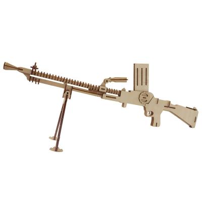 China No Glue Needed 3D Jigsaw Puzzle Machine Gun Children's Wooden Puzzle Toys 3D Wooden Model for sale