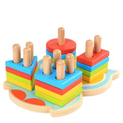 China Hot Selling Education Owl Shape Stacker Toy Kindergarten Wooden Kindergarten Kindergarten Touch Nature Touch Educatational For Children for sale