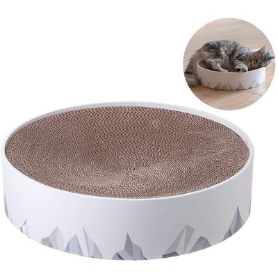 China Cat Toys Round Cardboard Scratcher Interactive Viable with Free Catnip for sale