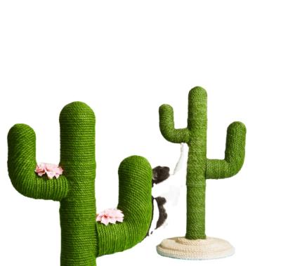 China Amazon Sisal Green Large Cat Tower Condo Scratch Post Cat Tree Viable Hot Cactus for sale