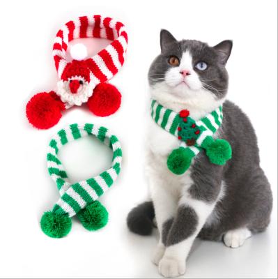 China Lights Christmas Pet Puppy Cat Collar Accessories Bow Tie Wool Knitted Yarn Scarf Collar for sale