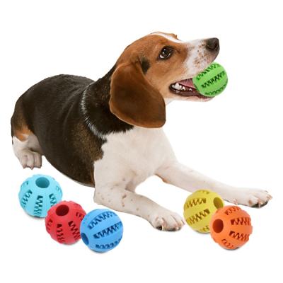 China Viable Tooth Rubber Pet Chew Ball Toys Leak Food Dog Cleaning Toy for sale