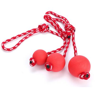 China Sustainable Interactive Rubber Cotton Rope Ball Squeaky Dog Toy Chew Toy for sale