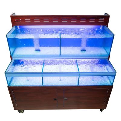 China Restaurant viable supermarket live seafood tank solutions customization live display seafood aquarium tank for sale