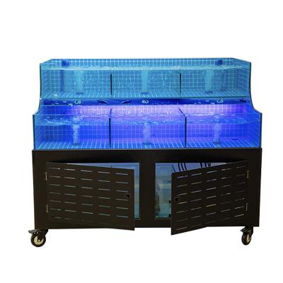 China Viable living seafood display tank seafood display customization seafood aquarium for seafood markets restaurant for sale