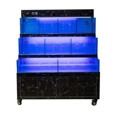 China Customization Viable Commercial Live Seafood Tank Aquarium Seafood Retail Tank Solutions for sale