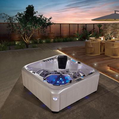 China Modern Wholesale Customizable Whirlpools Black Outdoor Hot Tub Spa With Lounger Whirlpool Breast Spa for sale