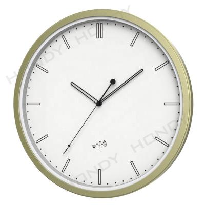 China Creative Modern 13 Calendars Inch WIFI Remote Analog-Digital Wall Clock with Weather Station for School Hospital Hotel System Clock for sale