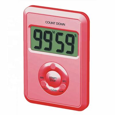 China Radio Promotional Mini Classic 100 Minute Rectangular Kitchen Digital LCD Countdown Timer With Magnetic Holder for sale