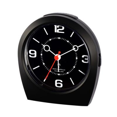 China Radio Arched Radio Controlled Analog DCF Alarm Desk Clock With Night Light for sale