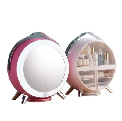 China Wholesale Viable LED Mirror Beauty Cosmetics Boxes Makeup Organizer Storage Box Containers Case Bottle Jar for sale