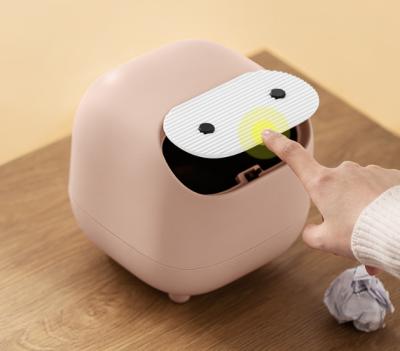 China Viable Cartoon Mini Cute Desktop Squeeze With Cover Item Storage Box Trash Bin Office Kitchen Home Trash Can for sale