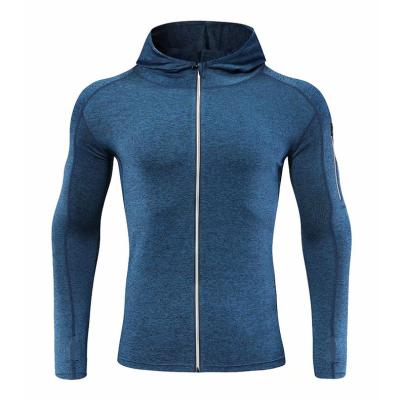 China Men's Full Zipper Coat Sports Long Sleeve Cardigan Training Sweatsuit Breathable Hooded Reflective Fitness Running Suit for sale