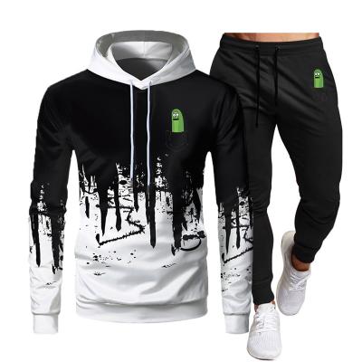 China Autumn And Winter Fleece Sweater Suit Men's Youth Leisure Running Sports Suit Men's Thermal Two-piece Suit for sale