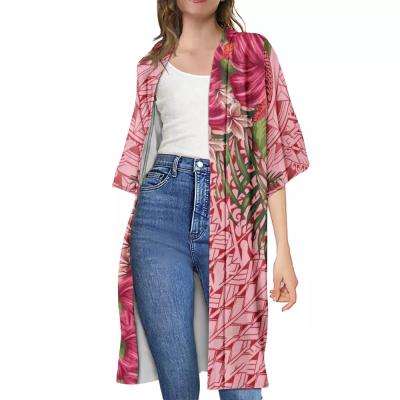 China Polynesian Women QUICK DRY Style Red Color 4XL Casual Coats Plus Size Long Cardigan For Summer for sale