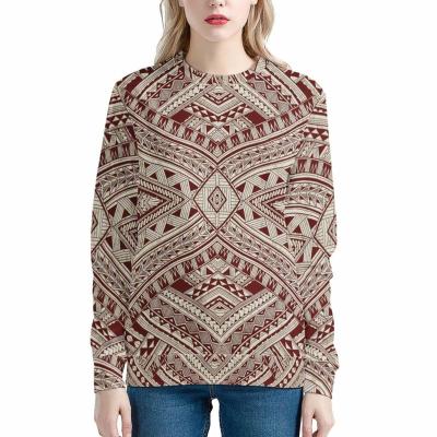 China Anti-Wrinkle Polynesian Traditional Tribal POD Print Customized Sweaters Shirts For Women Fall Sweaters Tops Girls Fashionable Sweater for sale