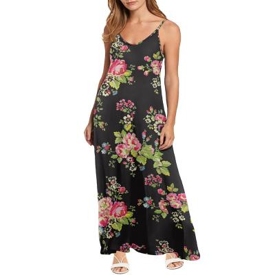 China New Cottagecore Breathable Floral Pattern Flower Style Dress With Sexy Strap And Sweet V-Neckline Flower Printing Long Dresses For Women for sale