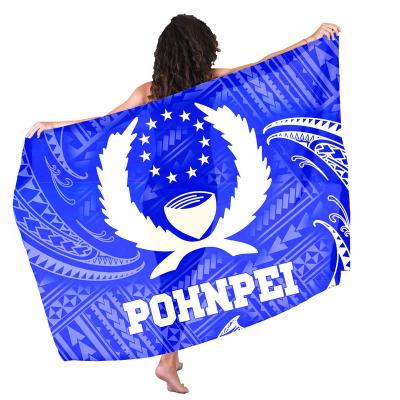 China Child Safe Factory Hawaiian Pohnpei Style Printed Accept Sun Proof Customized Rectangle Shape Pareo Women Beach Towel for sale