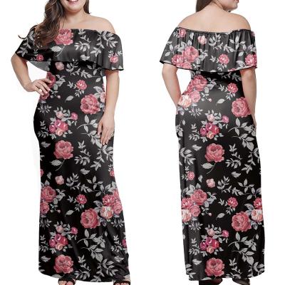 China Wholesale Breathable Polynesian Hawaiian Traditional Tribal Print Dress Factory Vintage Style Strapless Elegant Women Dress for sale