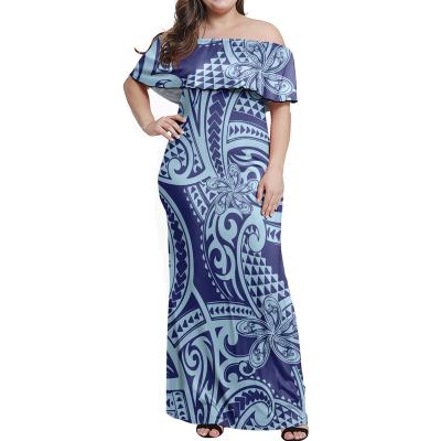 China Plus Size Breathable Dress Off The Shoulder Tribal Print Clothes Women Long Maxi Dress Hawaii Style Tight Dress for sale