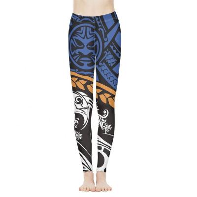 China Hot Breathable High Quality Samoan Tribal Women Girls Yoga Wear High Waisted Legging Yoga Shorts OEM Selling Yoga Wear Gaiters Sportswear for sale