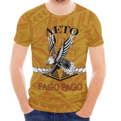 China American Samoa QUICK DRY Pago Pago Aeto Eagle Vintage Tattoo Print Custom your own clothing manufacturers wholesale T-shirt 100% polyester for sale