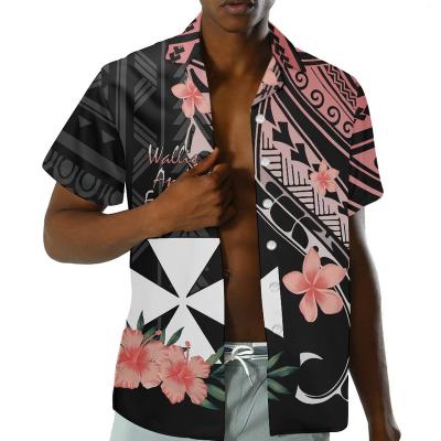 China Wallis And Futuna Tattoo Prints Hibiscus Dashiki Breathable Polynesian Tribal Apparel Summer Shirt Plus Size Beach 5xl Men Wedding Wear for sale