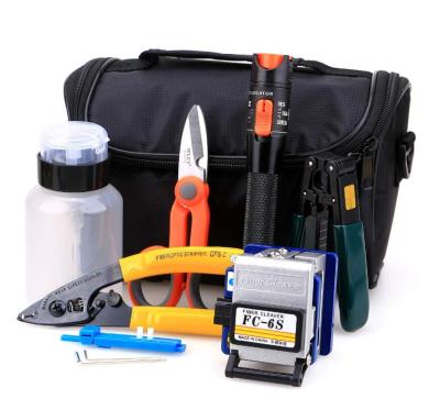 China FTTH FTTB FTTX Network Fiber Optic Tool FTTH Splicing Tool Kits Fiber Optic Stripper + Fiber Cleaver and Tooling Bag Kit for sale