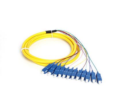 China PVC or LSZH 12 Core 1.5m FC Bundle Pigtail Singlemode Bunchy Fiber Optic Pigtail for sale