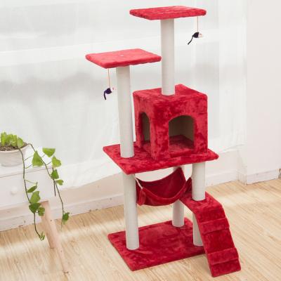 China Modern Sisal Large Scratch Scratch Castle Pet Scratcher Housing Furniture Modern Climbing Wooden Tower Cat Tree Large for sale