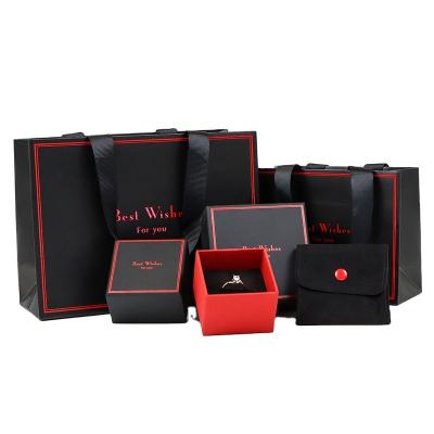 China Newest ROMI Factory Direct Supply Black With Red Paper Jewelry Boxes Pendant Jewelry Gift Box Packaging With Logo for sale