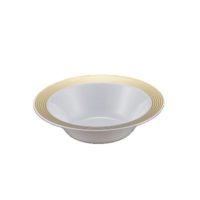 China Disposable New Design Gold Rim Luxury Food Bowl Dessert Ice Cream Container Bowl Plastic Bowls for sale