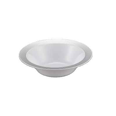 China Disposable Custom Home Kitchen Eco Friendly Plastic Bowl For Wedding Silver Rim Hotel Food Bowl for sale