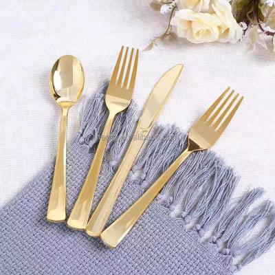 China Disposable/Sustainable/Stocked Basics Heavy silver Disposable Flatware wedding Plastic Silverware Set Plastic Knife Fork Spoon Cutlery for sale