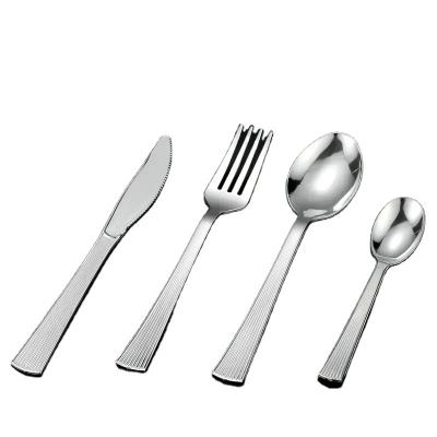 China Disposable Direct Factory Wholesale Silver Plated Flatware Cutlery Knife Spoon Fork Set For Hotel Western Food Tableware Dessert for sale