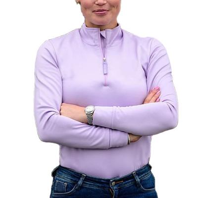 China Polyester Spandex Stretch Polo Shirt Equestrian Clothing Long Sleeve Quick Dry Ladies Show Shirts for sale