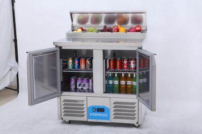 China Commercial Refrigeration Table Top Saladette Counter Fridge 2 Door 250L for sale