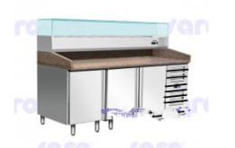 China Curved Glass Stainless steel Pizza Preparation Table For Restaurant PZ913/330 for sale