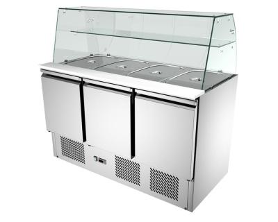 China _ Curved Glass R134a Gastronomie Saladette Counter Fridge 390L For Kitchen zu verkaufen