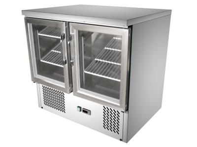 China 250 Liter Refrigerated Saladette Counter For Restaurant With Self Closing Glass Doors for sale