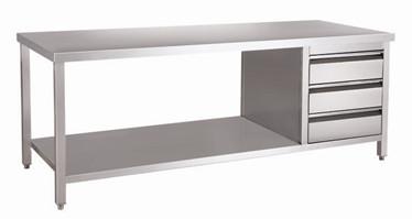 China 2  Shelves Stainless Steel Work Table With Drawers , Stainless Steel Work Bench for sale