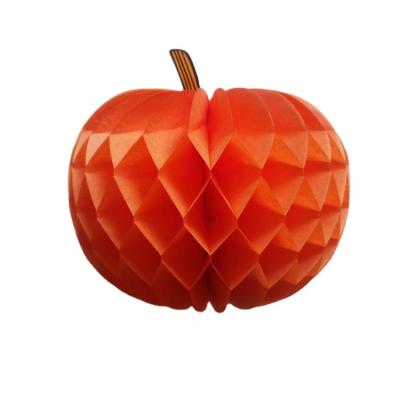 China Cost-effective new products on the shelves Halloween best-selling supplies of pumpkin paper honeycomb ornaments for sale