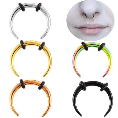 China Horseshoe Nose Piercing Ring Fashionable Septumb Clicker New Stainless Steel C Beef Horn Clicker Nostril Ear Septum Clicker Circle Piercings for sale