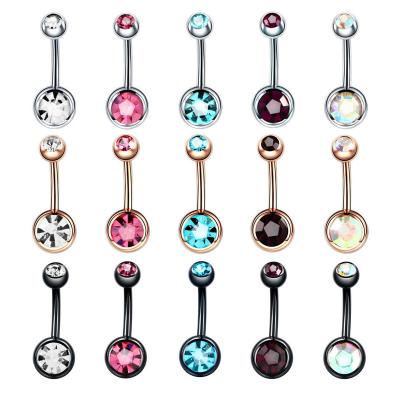 China Wholesale 10pc/Set Trendy Stainless Steel Navel Bars Belly Rings Ombligo Body Jewelry Gem Navel Piercing Belly Button Piercing Rings for sale