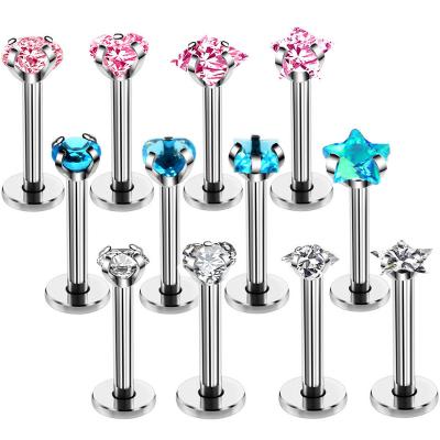 China New Star Trendy Heart Around Labret Ring Body Jewelry Women Men Ear Stud Helix Tragus Crystal Monroe Lip Rings Surfical Steel for sale